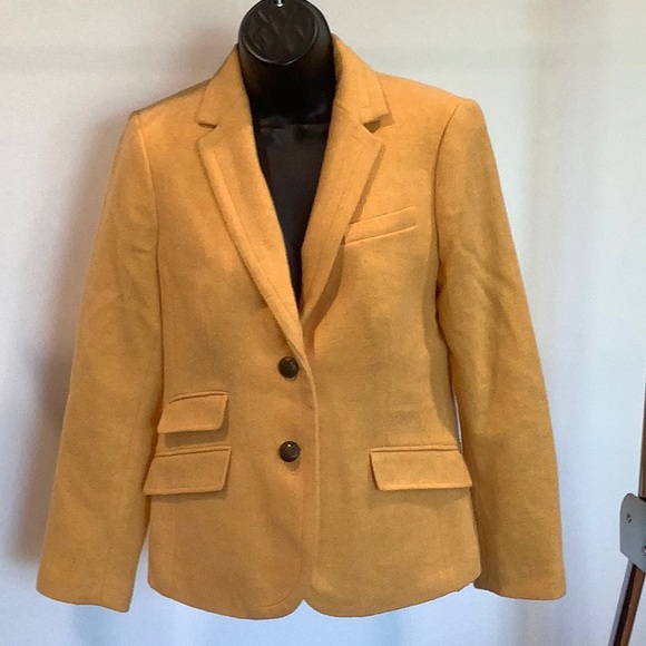 Talbots wool blend yellow blazer, size 8P - Picture 2 of 12